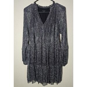 1 State Black & Silver Metallic Tiered Dress‎ Sz S Sparkly Oversized Whimsigoth